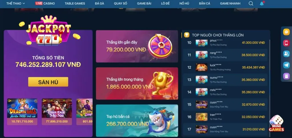 Đa dạng trò chơi vabo88 win
